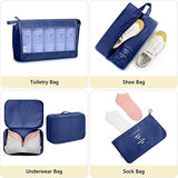 8x Storage Bag Travel Packing Pouches Luggage Organiser Clothes Suitcase - Navy