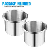 2pcs Stainless Steel Cup Drink Holder For Marine Car Truck Camper RV Boat