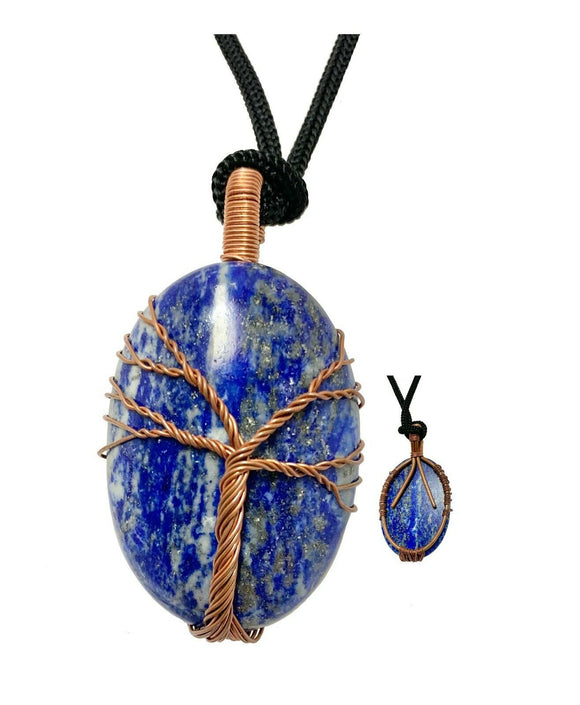 Lapis Lazuli Wisdom Tree Crystal Pendant Jewellery Gemstone Spiritual Energy