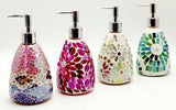 Pink Aztec Glass Mosaic Soap Dispenser Pump Bottle Holder Crystal Colourful