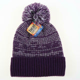 2Pc Black & Purple Pom Pom Style Warm Knitted Ski Thermal Hat Soft