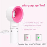 360° Mute Portable Bladeless Hand Held Mini No Leaf Handy Fan USB Cooler White