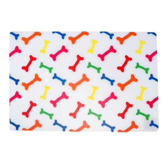 2x Heavyduty PVC Pet Dog Floor Mat Colored Bones Printed Feeding Placemat