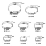 91x Stainless Steel Hose Clamps Clips Adjustable Range Worm Gear Pipe Clamp Kit