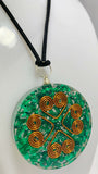 Malachite Heart Copper Coil Orgonite Pendant Gemstone Disc Reiki Energy Necklace
