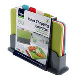 Index Chopping Board Set Coloured Cutting Boards With Stand Holder Juice Grooves