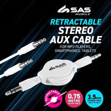 Retractable AUX Cable Stereo Audio 3.5mm Input Male Extension Auxiliary Car Cord