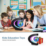 Magnetic Levitating Floating Rotating World Map LED C-Shape Lamp Home Desk Blue