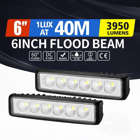 2x 6inch Osram Flood LED Work Light Bar Offroad 4x4 Reverse Fog Lamp 12V 24V