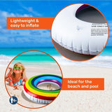Inflatable Swim Rings Rainbow Design Summer Fun Beach Toy Pool Holidays 75cm