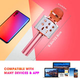 4 in 1 Bluetooth Handheld Wireless Karaoke Microphone Portable Speaker Home Pink