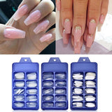 100Pcs Nail Coffin Fake False Long Art Full Cover Nails Manicure Tips - Clear