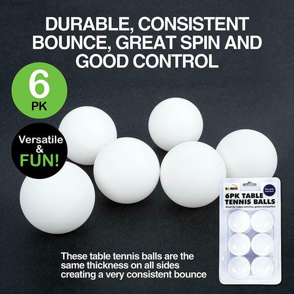 6 pieces White Table Tennis Balls Ping Pong Durable Bounce Plastic Game