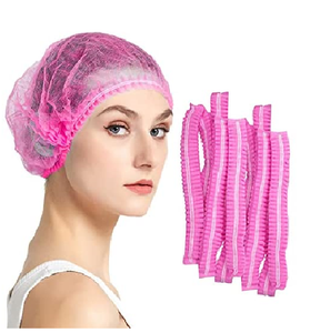 100Pcs Disposable Hair Net Caps Hairnet Dust Head Cover Stretch Elastic Hat Pink