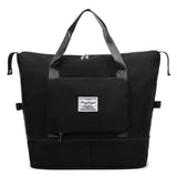 Women Large Capacity Collapsible Travel Bag Expandable Waterproof Duffel -Black