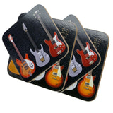 4x Electric Guitar Coaster Rock and Roll Drinks Holder Mat Pad Gift Boxed