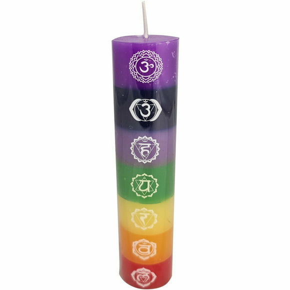 Pillar Candle 7 Colour Chakra Decor Meditation Mind Relax 3.8cm x 17.8cm