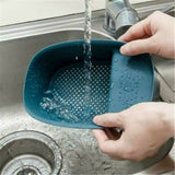 Sink Mounted Strainer Basket Multifunctional Kitchen Storage Rack Drain Blue