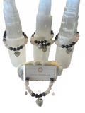 1pc Rose Quartz Garnet Crystal Beads with Heart Charm Bracelet 8mm Healing
