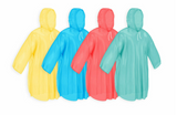 1x Reusable Poncho Kid Coloured Lightweight Quick Drying Drawstring Hood