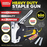Heavy Duty Staple Gun Stapler Free 500 Staples Fastener Tool Kit Tacker