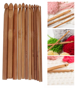 12x Bamboo Crochet Hooks Set Handle DIY Wooden Knitting Needle 3-10mm