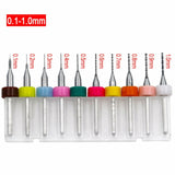 10 PCS Carbide Micro Mini Drill Bit Tungsten Steel Rotary Tools 0.1-1.0MM Set