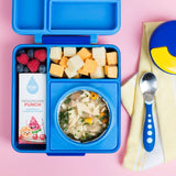 OmieBox Hot & Cold Bento Lunch Box Kids Food Storage Non Toxic Container - Blue