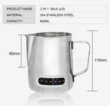 600ml Milk Frothing Thermometer Espresso Coffee Pitcher