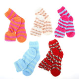 3 Pair Socks Womens Microfibre Crew Cut Plain - Stripe Assorted Colours