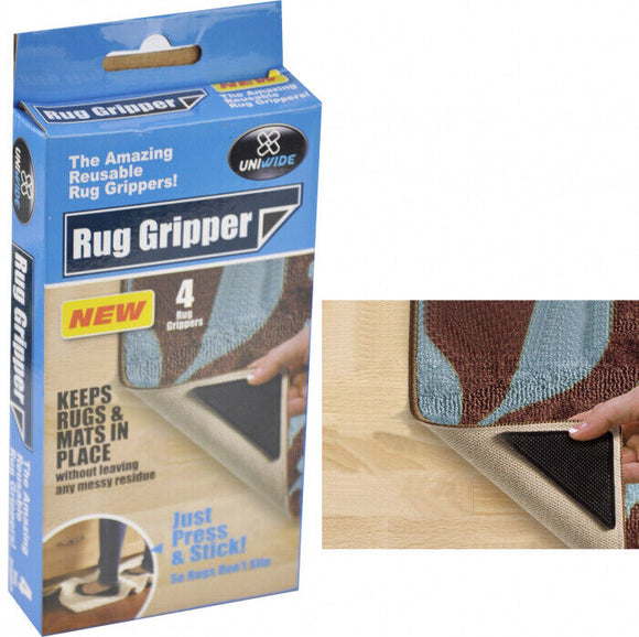 4 Pcs Rug Grippers Reusable Anti Skid Non Slip Washable Grip Floor Carpet