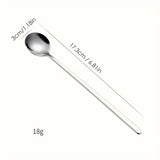 6 Pcs Long Handled Coffee Spoon Roound Stainless Steel Cold Drink Ice Cream Tea