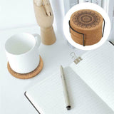 12Pcs Cup Coasters Coffee Pad With Rack Nordic Mandala Round Cork Coaster