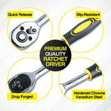 Handy Hardware 150mm Stubby Ratchet Driver Quick Release 1/4 Inch