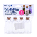 8x Corked Lid Glass Bottles Decoration Craft Wedding Projects 60 x 26mm