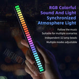 RGB Activated Music Rhythm LED Light Strip Lamp Sound Control Rechargeable Black
