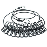 2pcs 12 Clips Camping Rope Peg Washing Clothes Line Travel clothesline BLack