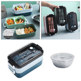 Bento Box Lunch Containers Food Microwave Stainless Portable Dinnerware Blue