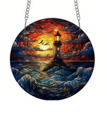 Lighthouse Suncatcher Acrylic Window Colorful Hanging Home Decor 15cm- Style 01