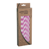 100X Colourful Paper Drinking Straws Straw Striped Party Wedding PINK