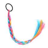 1x Braided Ponytail 40cm Hair Band Kids Adults Braiding Hair Extensions- Rainbow