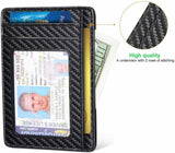 RFID Blocking Credit Card Holder Minimalist Slim Wallet Carbon Fibre Leather