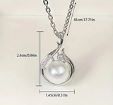 Silver Plated Necklace Platinum Faux Pearl Pendant Gift Valentines
