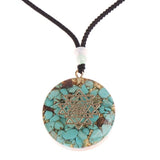 Orgonite Energy Lotus Pendant Necklace Turquoises Reiki Om Yoga EMF Sri Yantra