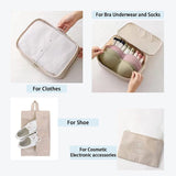 8x Storage Bag Travel Packing Pouches Luggage Organiser Clothes Suitcase - Beige