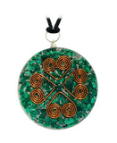 Malachite Heart Copper Coil Orgonite Pendant Gemstone Disc Reiki Energy Necklace