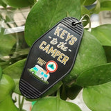 1Pc Vintage Retro Style Plastic Motel Key Tag Camper RV Camping Keychain Black