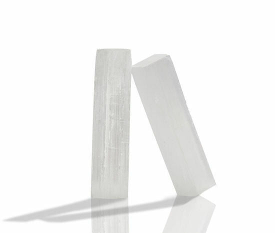 Set of 2 White Selenite Crystal Wand Rough Stick Natural Raw Healing Mineral