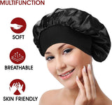 2 Pcs Silk Bonnet with Soft Elastic Band, Breathable Satin Hair Bonnet Sleeping