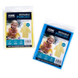 4x Reusable Poncho Kid Coloured Lightweight Quick Drying Drawstring Hood